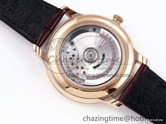 0121 Modern De Ville Date RG MKF 1:1 Best Edition White Textured Dial Roman Marker on Brown Leather Strap A 7752